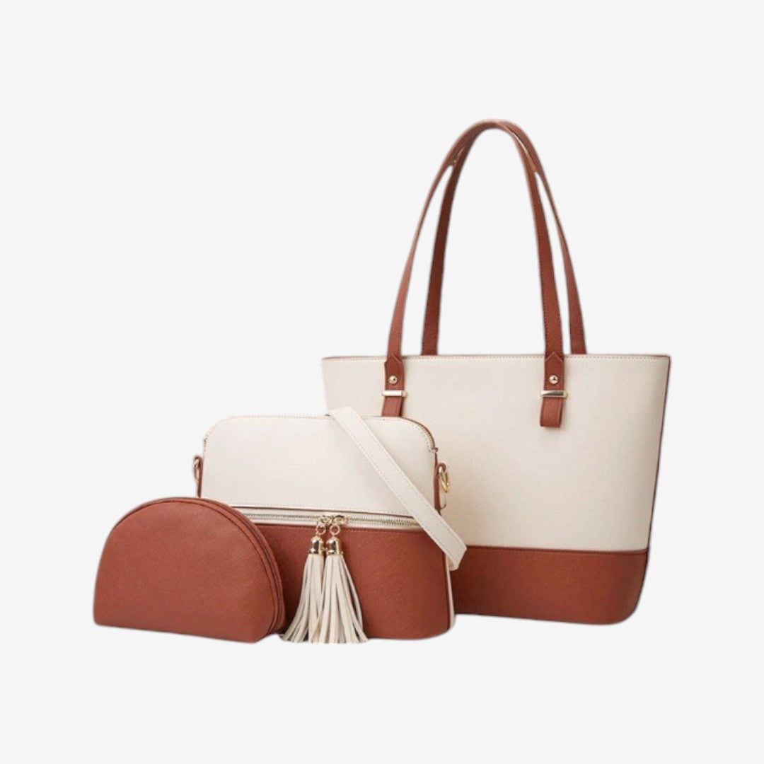 Elegant 3-Piece Handbag Set – Tote, Crossbody, and Pouch