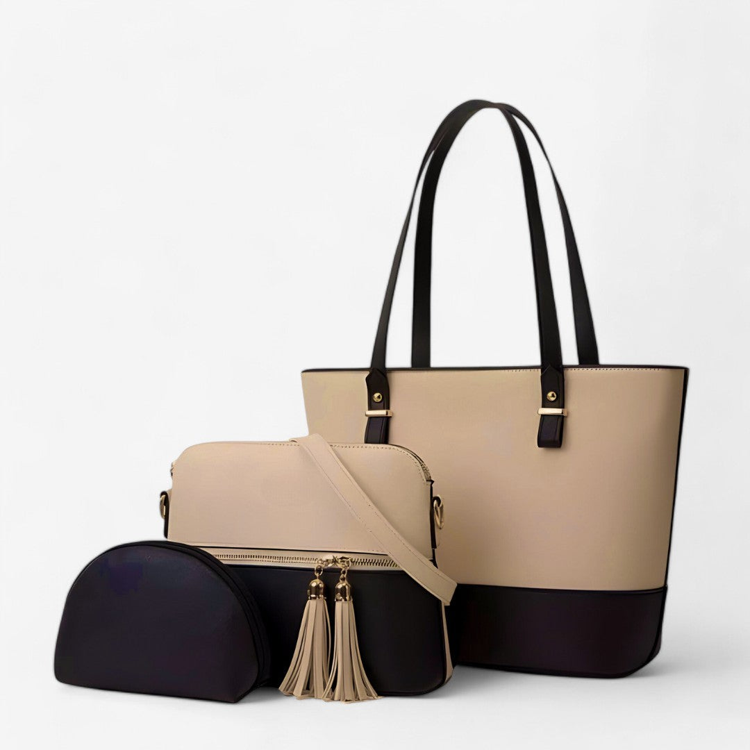 Elegant 3-Piece Handbag Set – Tote, Crossbody, and Pouch